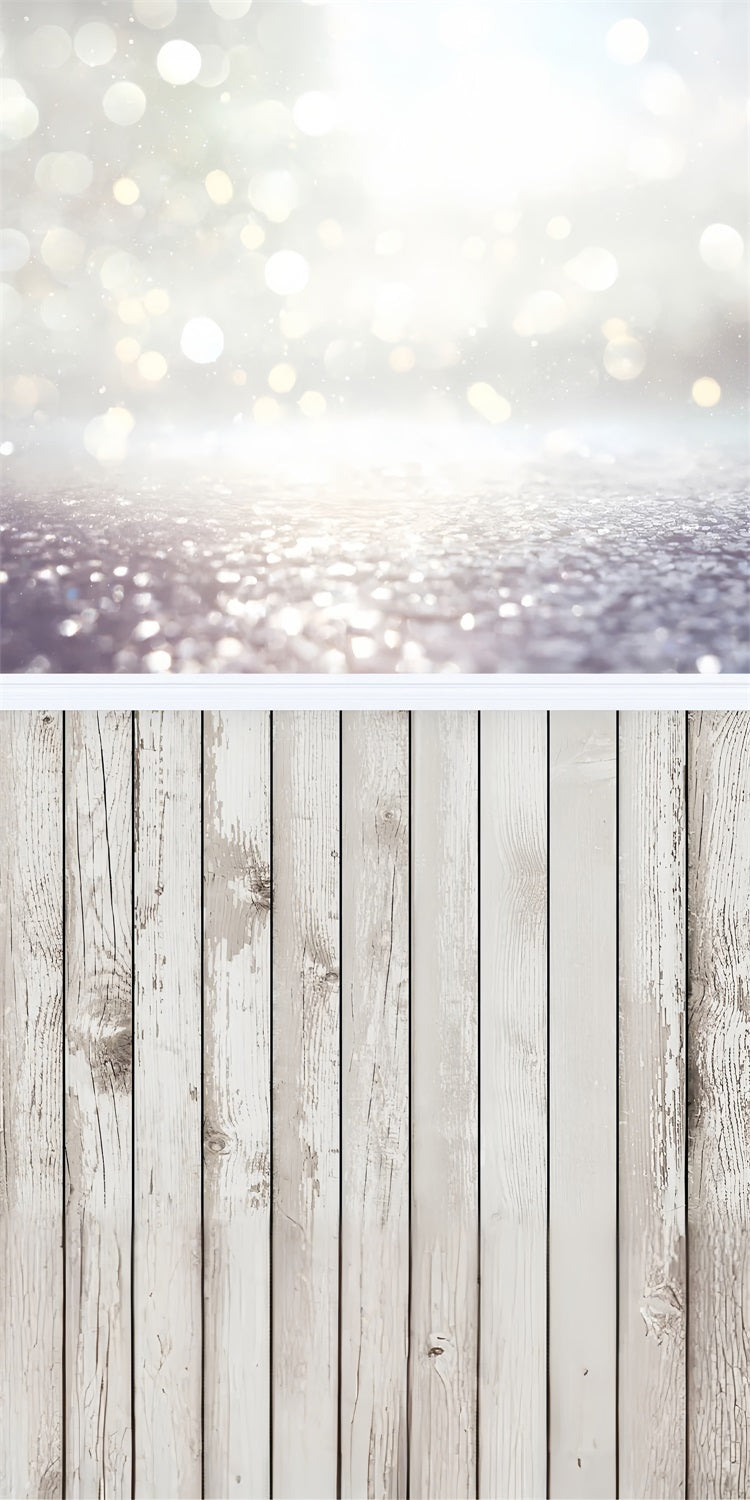Bokeh Sparkle White Wood Sweep Boden Hintergrund BRP10-534