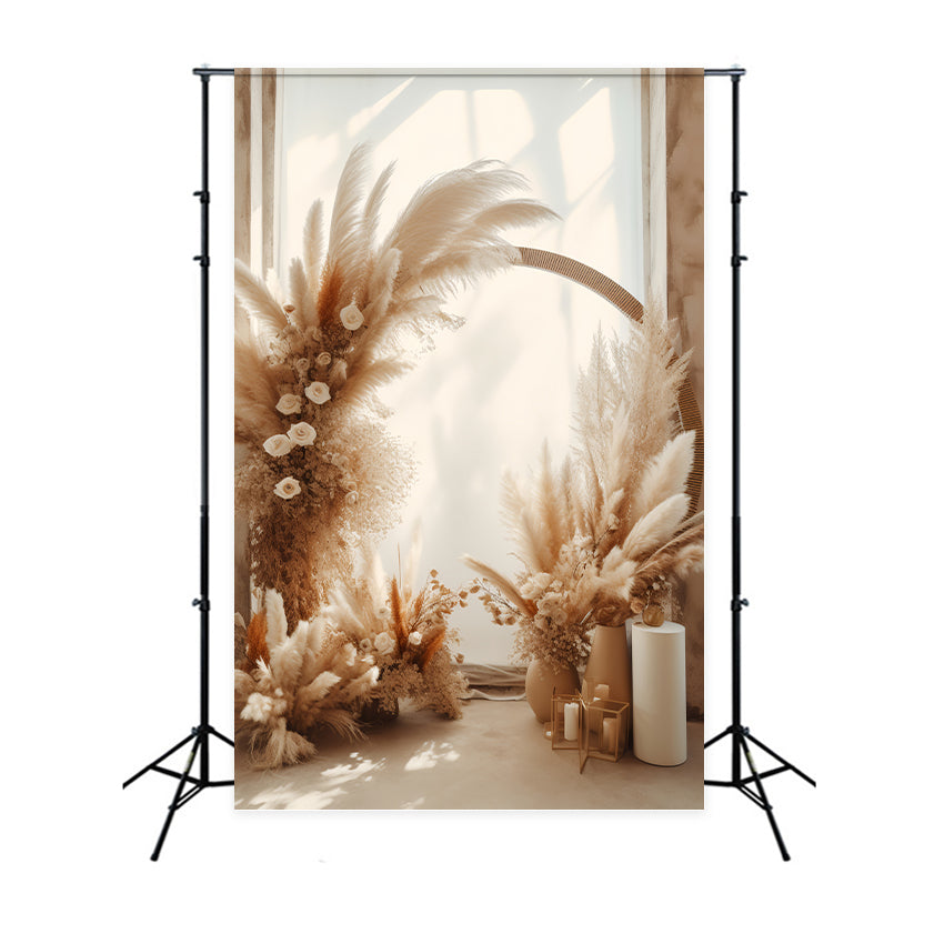 Boho Hintergrund Pampas Blumenarrangement Hintergrund BRP10-577
