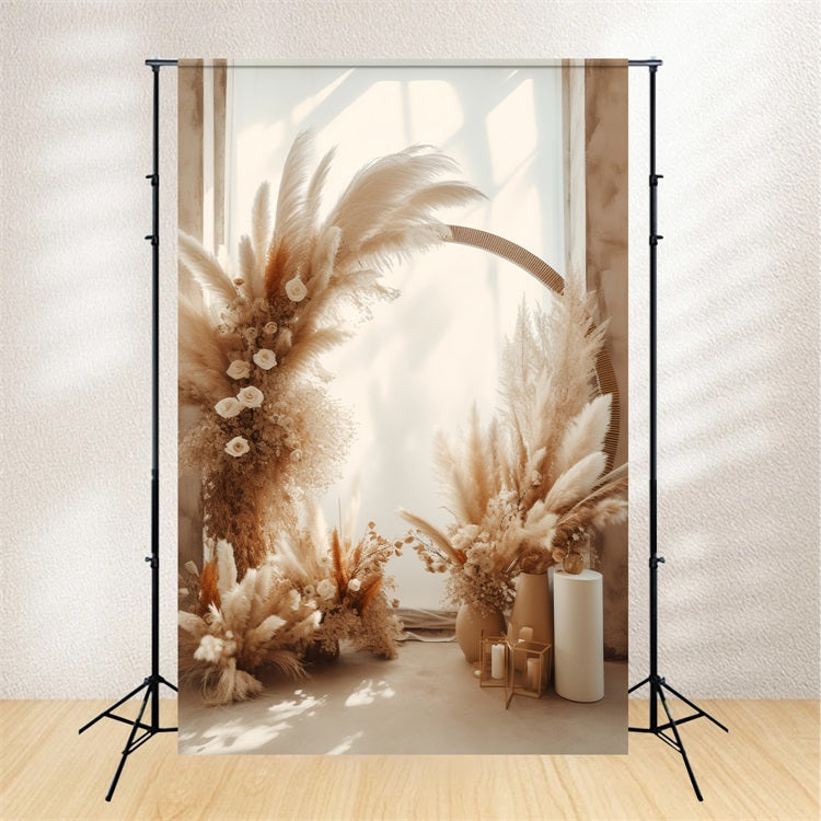 Boho Hintergrund Pampas Blumenarrangement Hintergrund BRP10-577