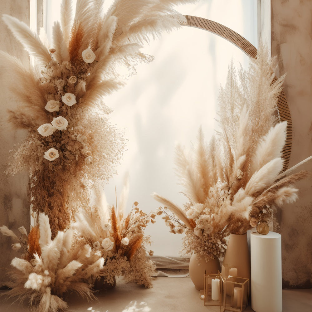 Boho Hintergrund Pampas Blumenarrangement Hintergrund BRP10-577