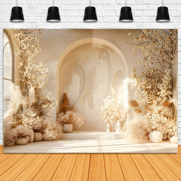 Warmer Blumenbogen Pampas Boho-Hintergrund BRP10-58