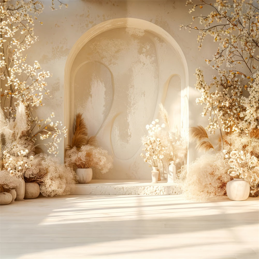 Warmer Blumenbogen Pampas Boho-Hintergrund BRP10-58