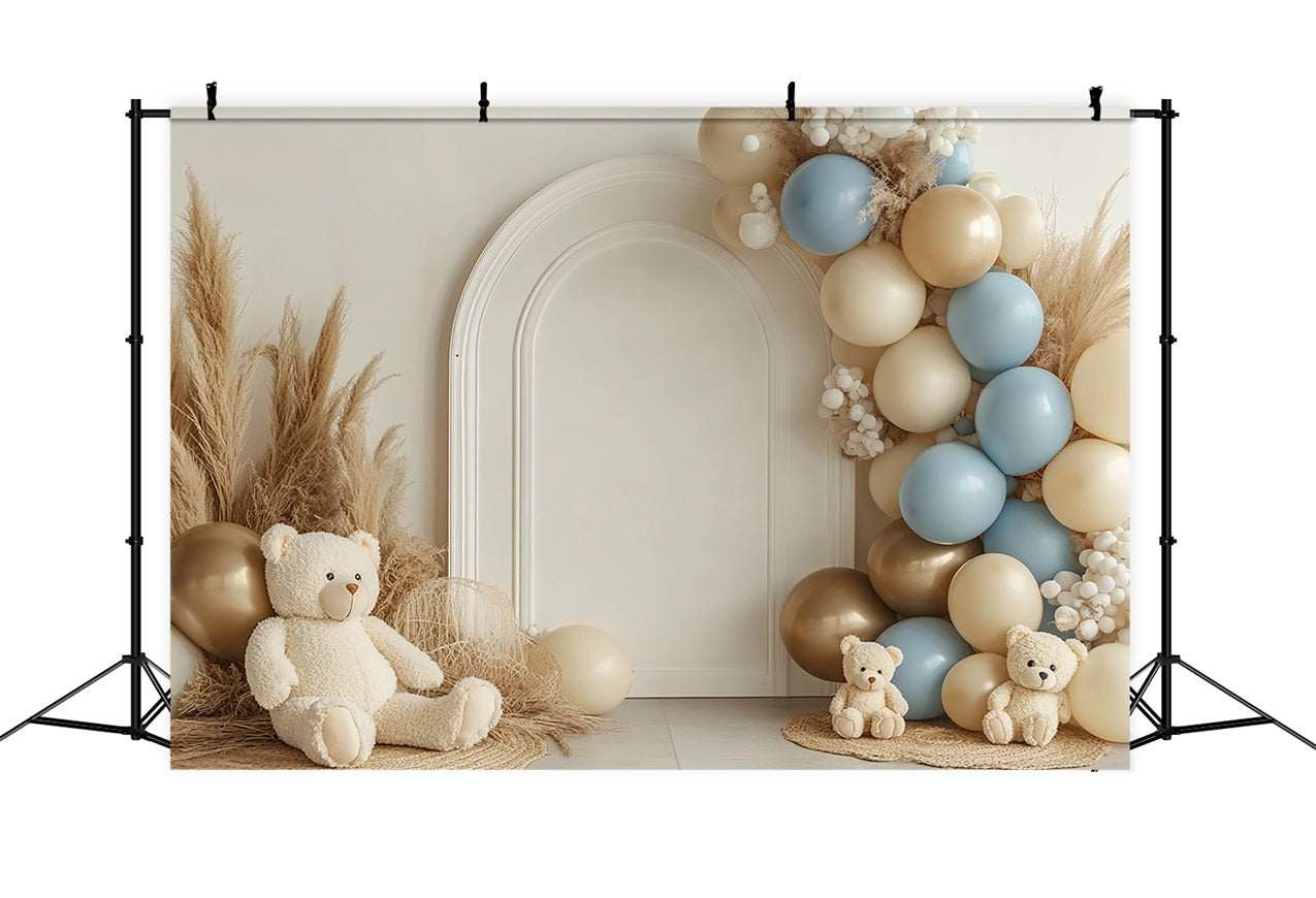 Boho Ballon Hintergrund Bogen Bären Pampas Hintergrund BRP10-581