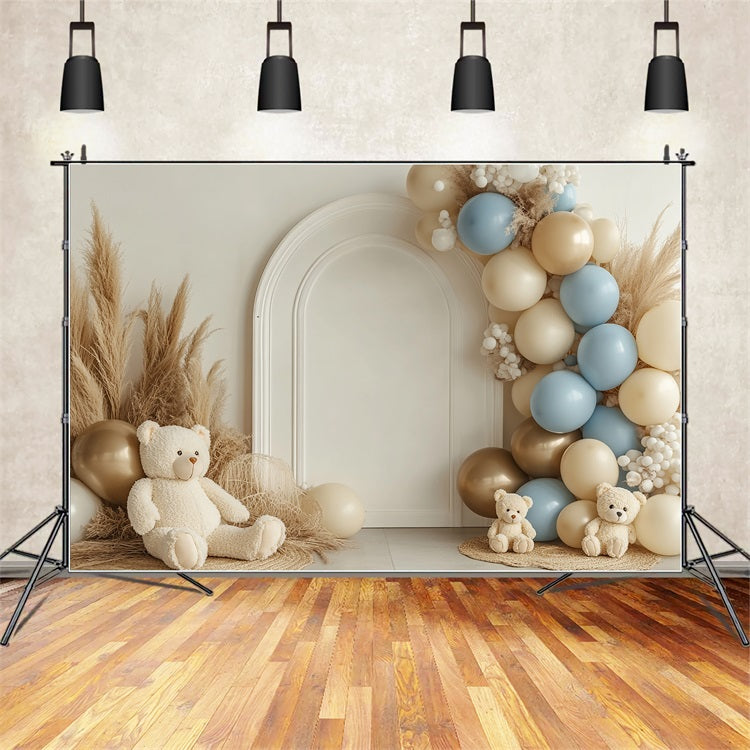 Boho Ballon Hintergrund Bogen Bären Pampas Hintergrund BRP10-581