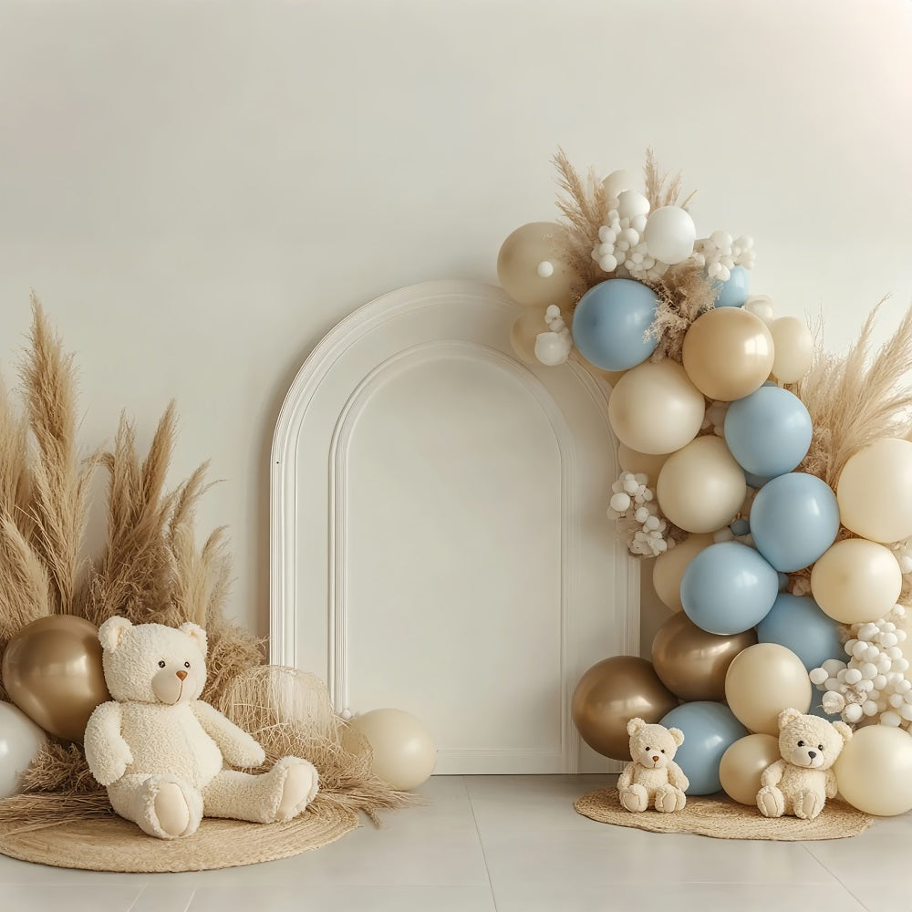 Boho Ballon Hintergrund Bogen Bären Pampas Hintergrund BRP10-581