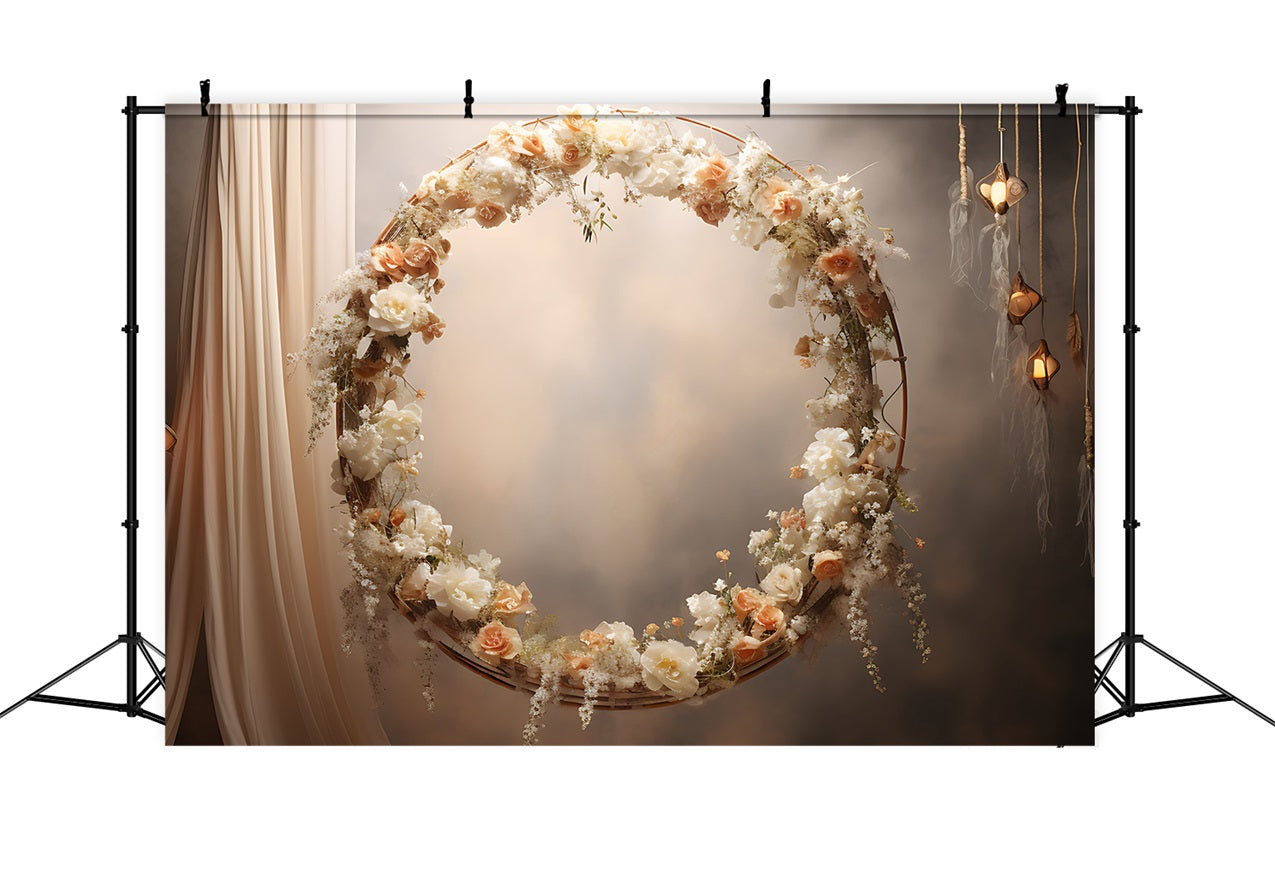 Boho Booth Hintergrund Floral Hoop Lanterns Hintergrund BRP10-586