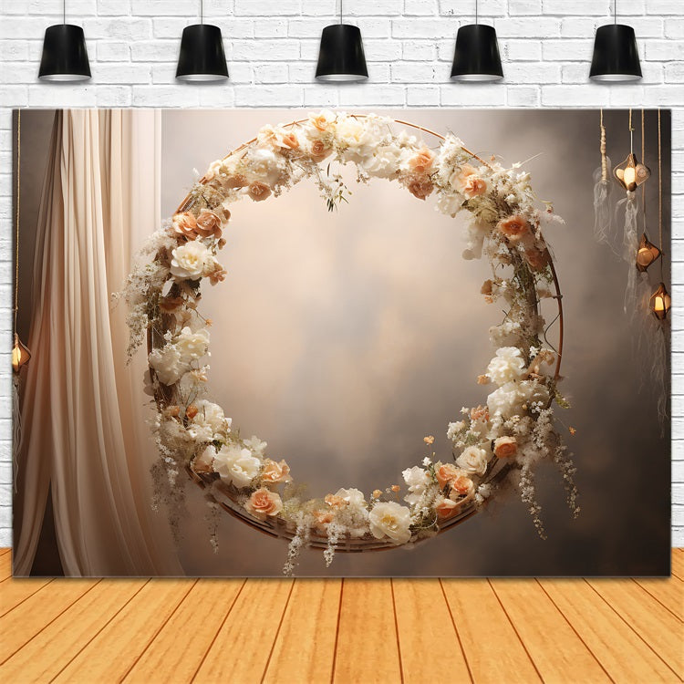 Boho Booth Hintergrund Floral Hoop Lanterns Hintergrund BRP10-586