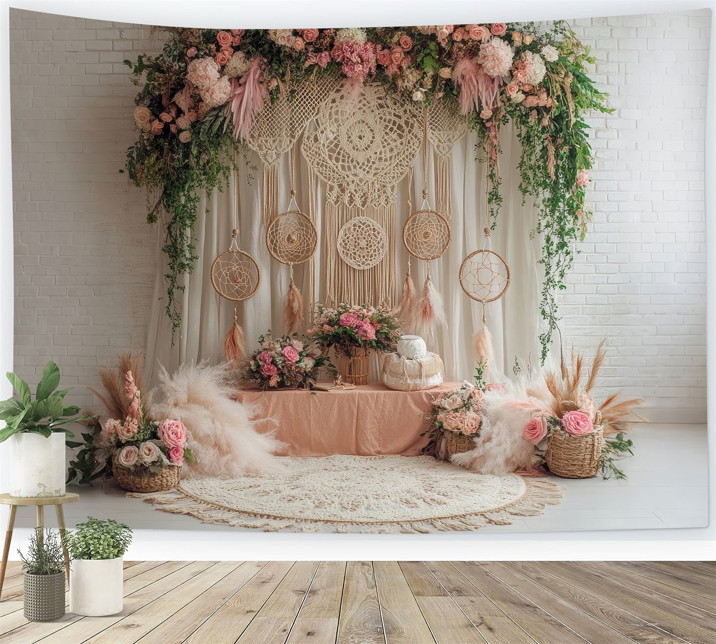 Boho Wall Art Hintergrund Traumfänger Floral Hintergrund BRP10-591