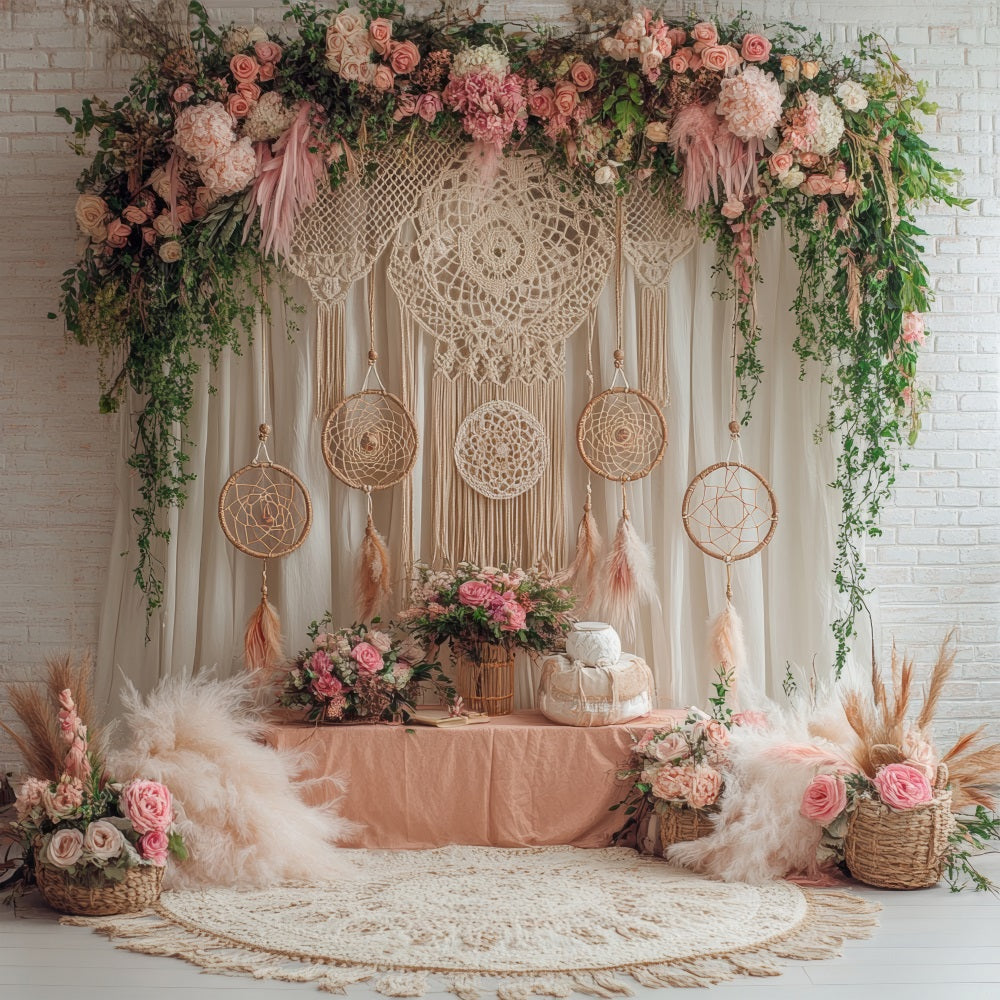Boho Wall Art Hintergrund Traumfänger Floral Hintergrund BRP10-591
