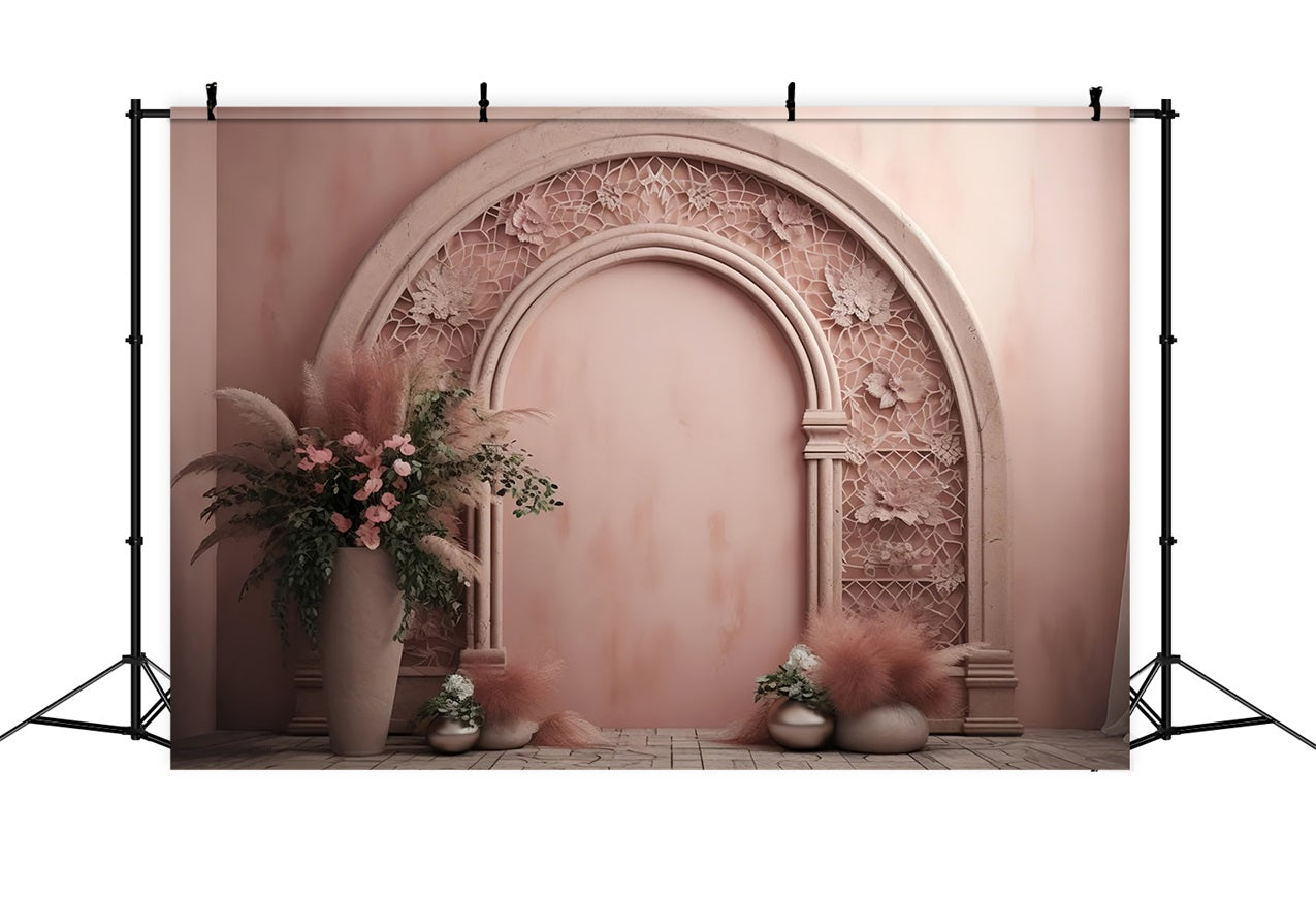 Pastellfarbener Bogen mit Blumensträußen Boho-Hintergrund BRP10-62