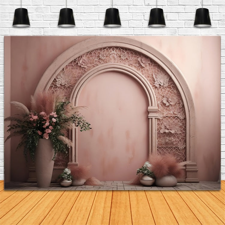 Pastellfarbener Bogen mit Blumensträußen Boho-Hintergrund BRP10-62