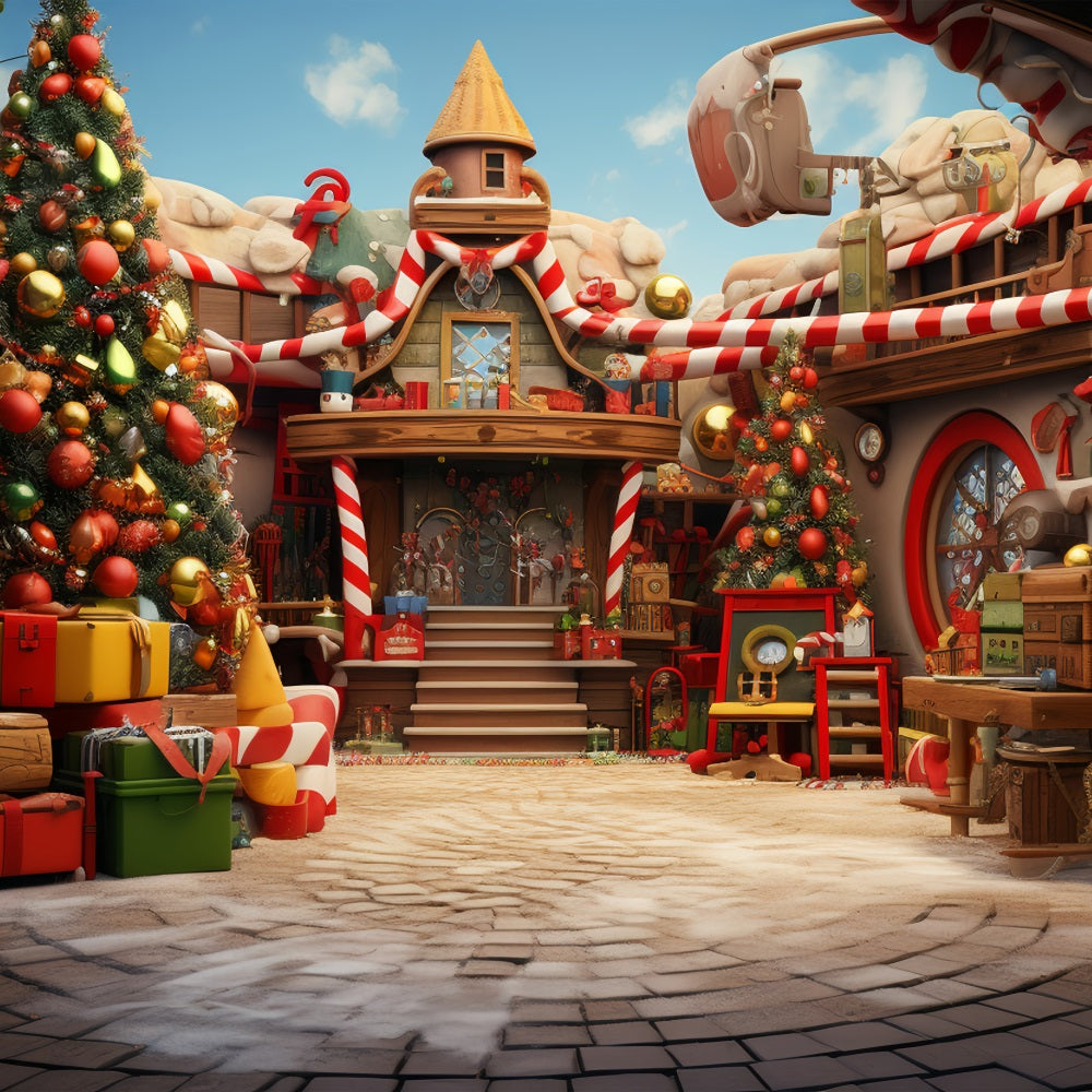 Weihnachtsfotografie Weihnachtsmannwerkstatt Vorbereitung Hintergrund BRP10-623