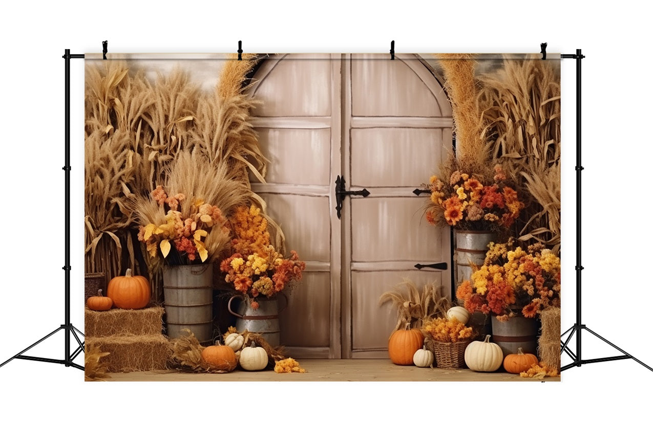 Boho Herbst Ernte Szene Blumen Backdrop BRP10-67