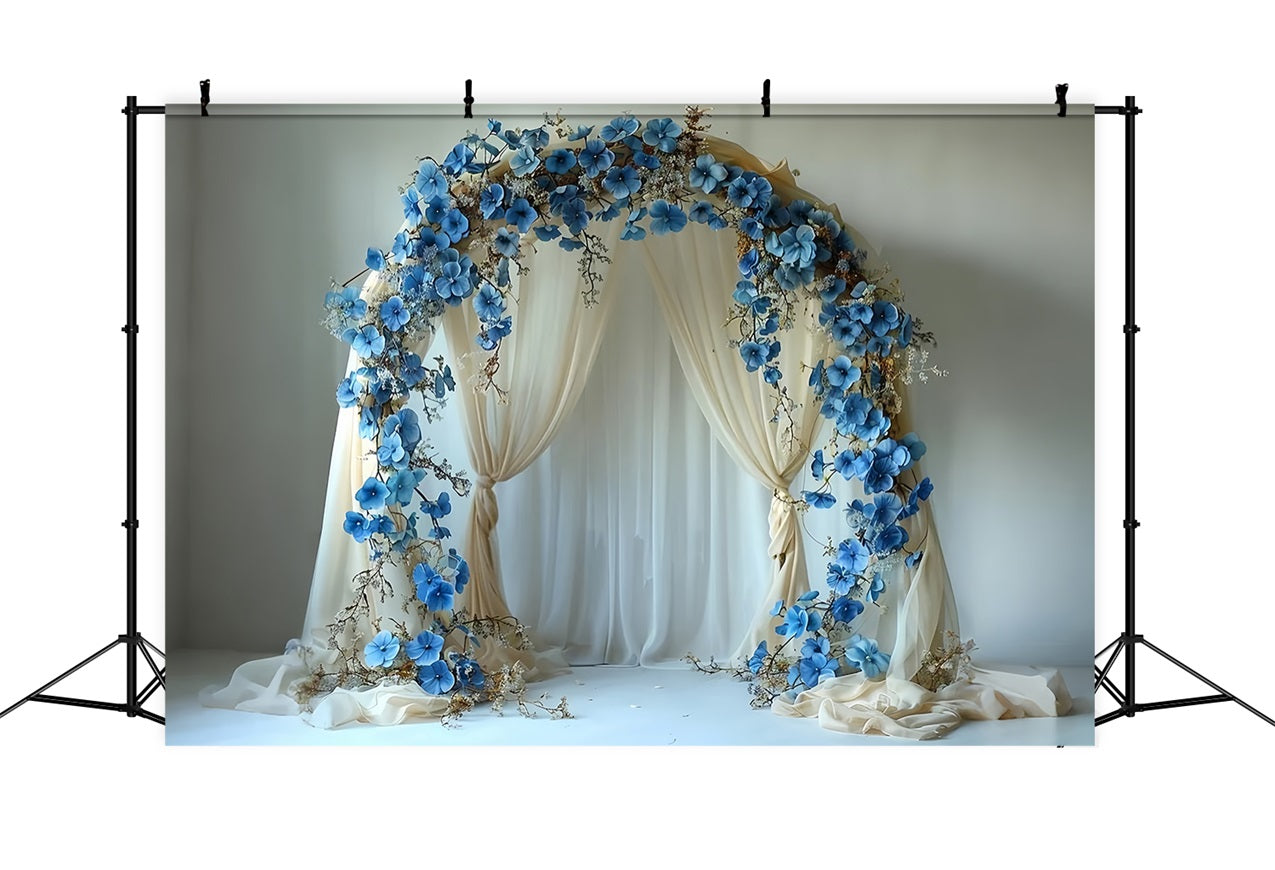 Eleganter Boho-Blumenbogen Blau Hintergrund BRP10-81