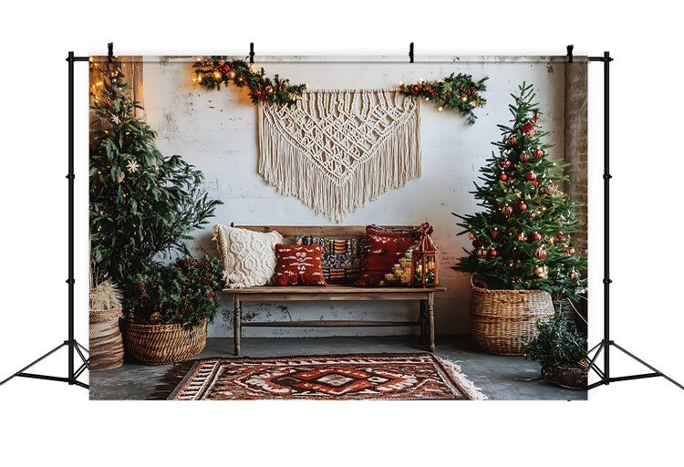 Bohemian gemütliche Weihnachten Wohnzimmer Hintergrund BRP10-93