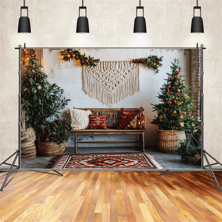 Bohemian gemütliche Weihnachten Wohnzimmer Hintergrund BRP10-93
