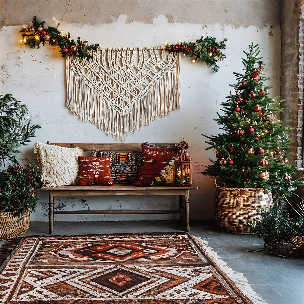 Bohemian gemütliche Weihnachten Wohnzimmer Hintergrund BRP10-93