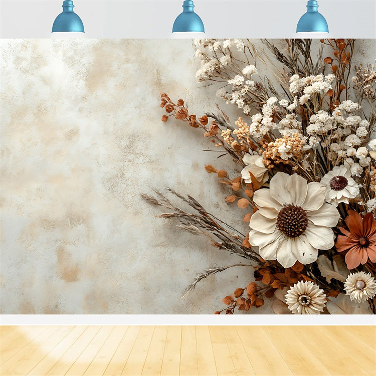 Boho Minimalist Trockenblumen Arrangement Hintergrund BRP10-96