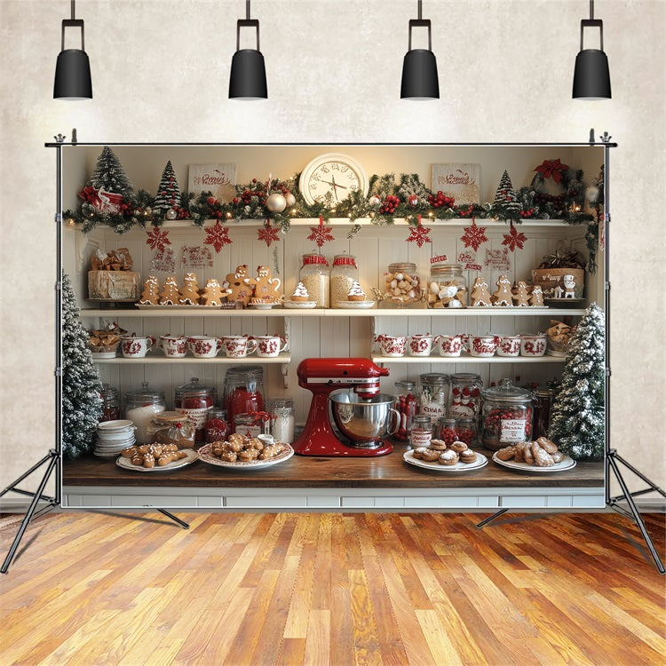 Weihnachten Backdrops Backen Display Lebkuchenmänner Gläser Backdrop BRP11-194