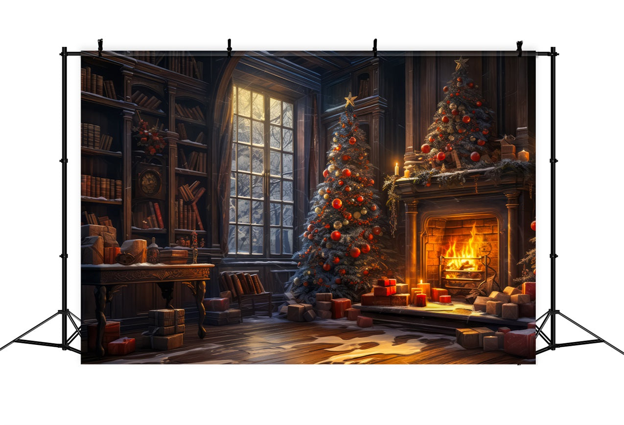 Weihnachtskamin Hintergrundkulisse Regal Library Tree Hintergrundkulisse BRP11-209