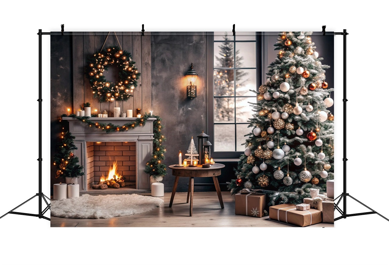 Weihnachtskulisse Kamin Festlicher Kranz Baum Kulisse BRP11-215