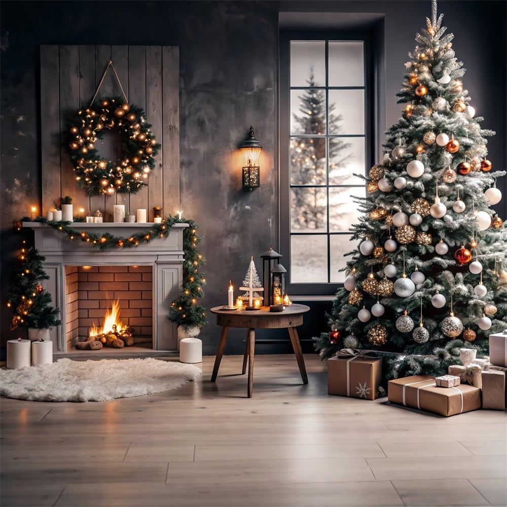 Weihnachtskulisse Kamin Festlicher Kranz Baum Kulisse BRP11-215
