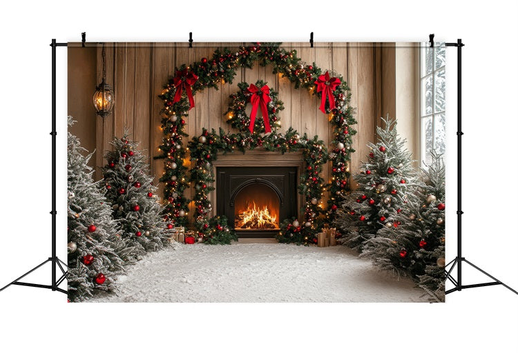 Kamin Backdrop Weihnachten Arch Snowy Trees Backdrop BRP11-218