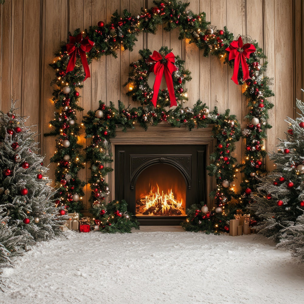 Kamin Backdrop Weihnachten Arch Snowy Trees Backdrop BRP11-218