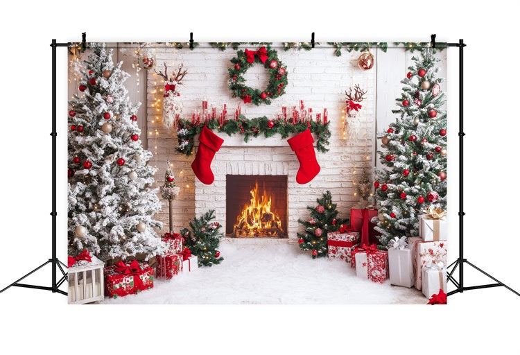Kamin Backdrops Weihnachten Rote Strümpfe Backdrop BRP11-219