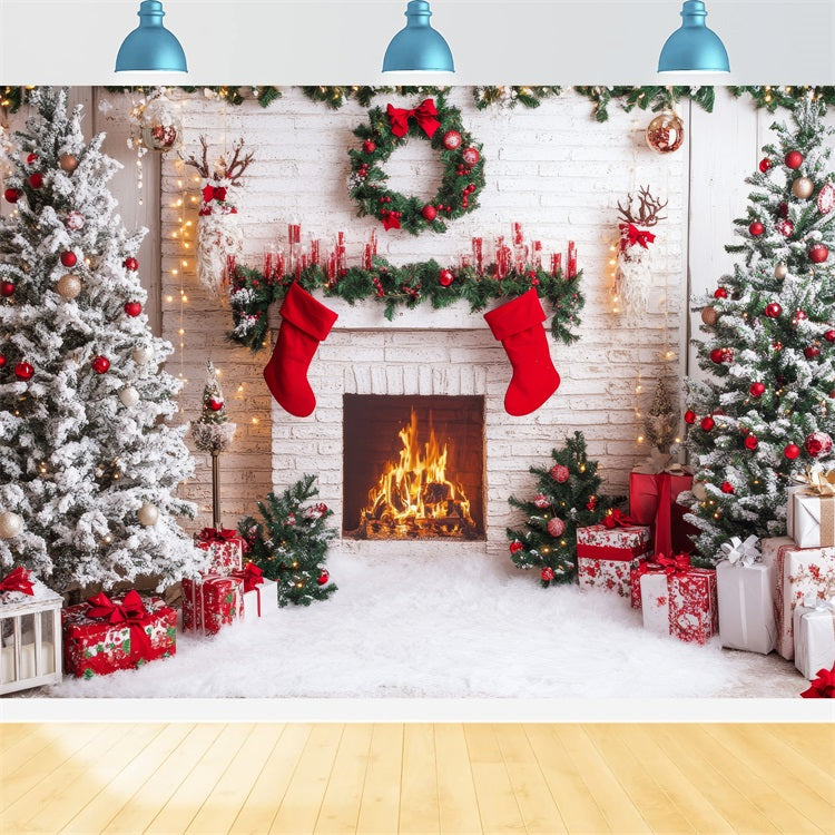 Kamin Backdrops Weihnachten Rote Strümpfe Backdrop BRP11-219