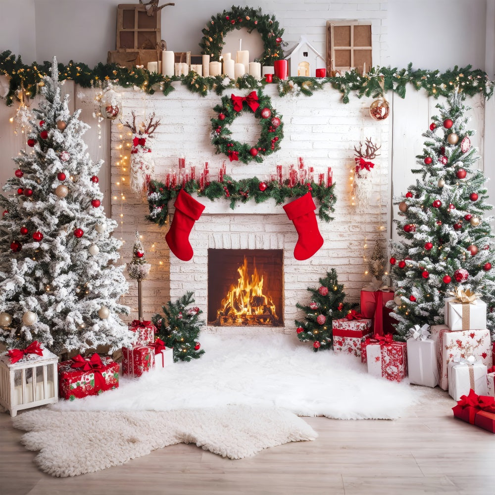 Kamin Backdrops Weihnachten Rote Strümpfe Backdrop BRP11-219