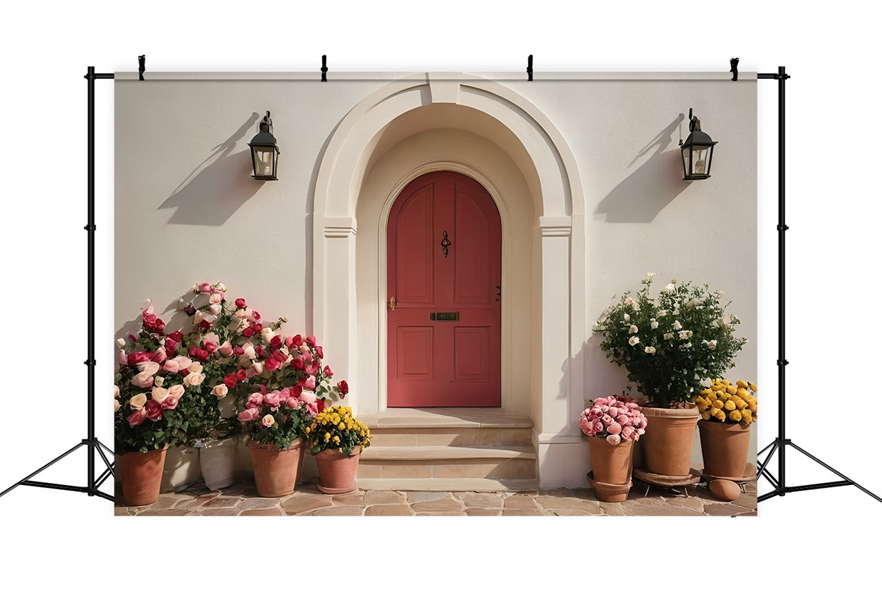 Valentinstag Fotohintergrund Tür Vibrant Topfblumen Hintergrund BRP11-394