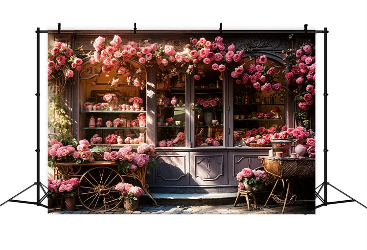 Fotografie Valentine Backdrops Schaufenster Kaskadierende Rosa Rosen Backdrop BRP11-429