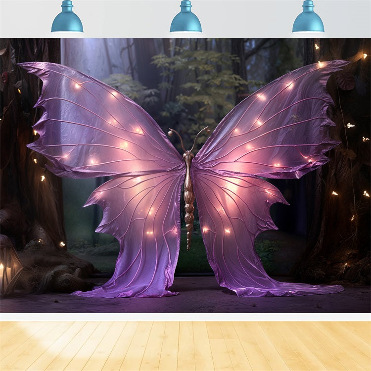 Valentinstag Backdrops Lila Schmetterling Verzauberte Lichter Backdrop BRP11-443