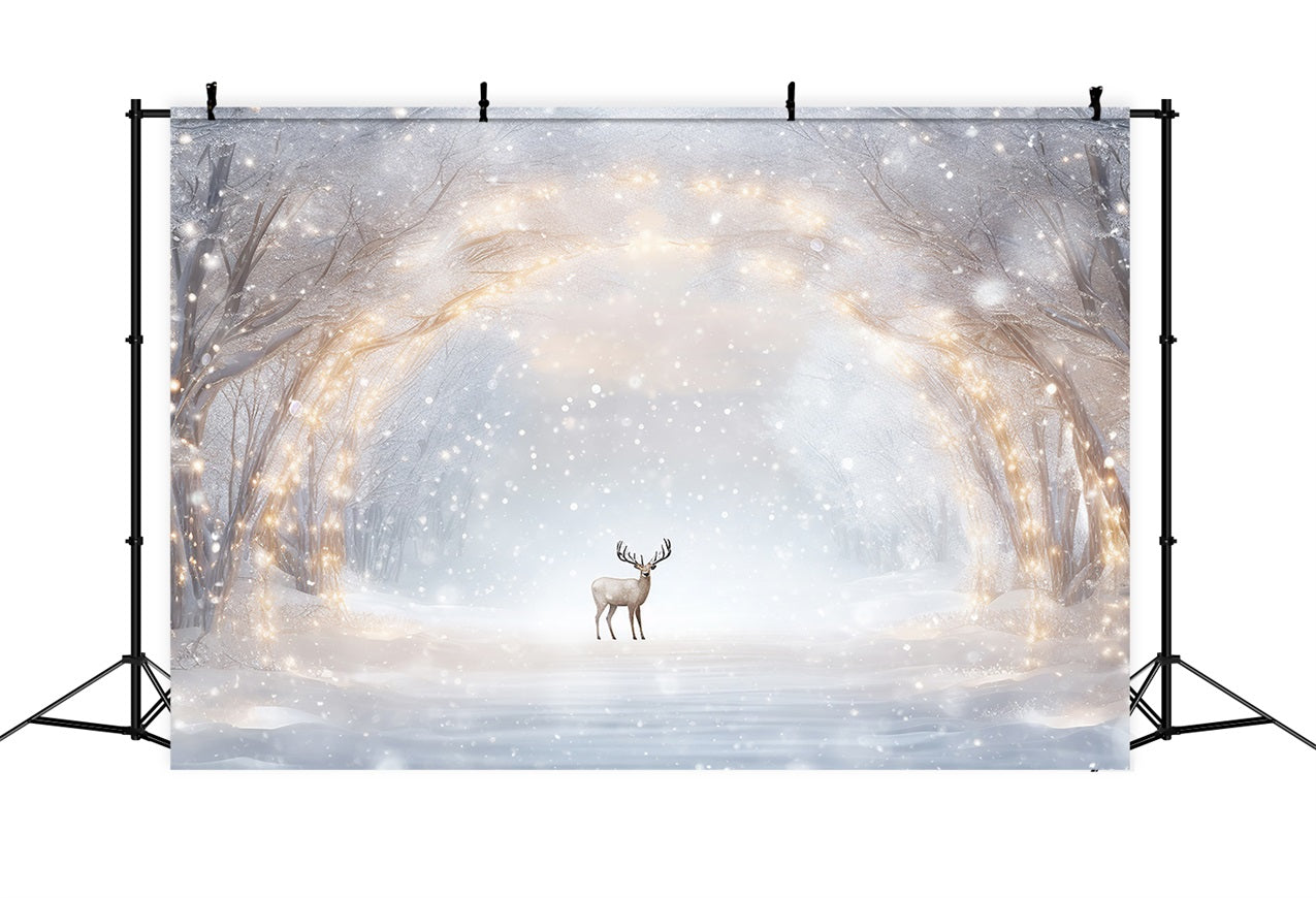 Winterszene Hintergrund Verschneiter Pfad Glühende Rentiere Hintergrund BRP11-477