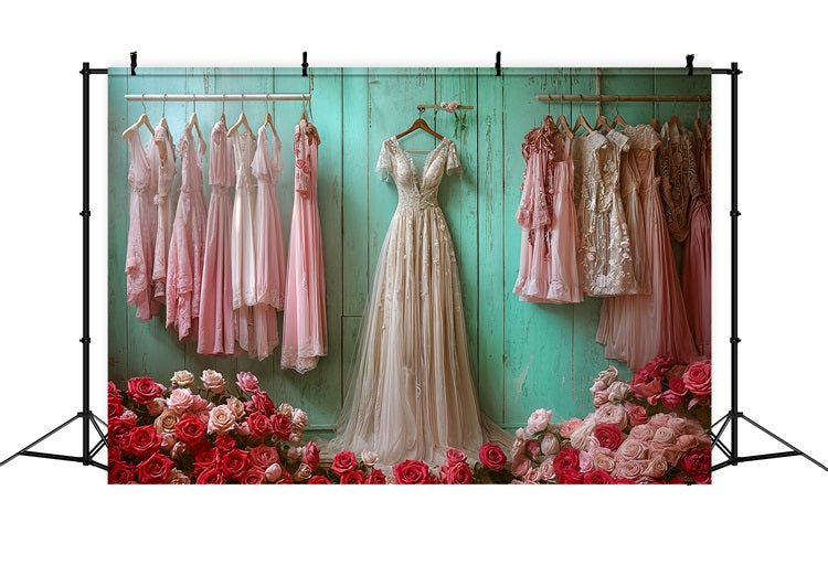 Vintage Backdrop Kleid Blumendekor Rosa Kleider Backdrop BRP11-568