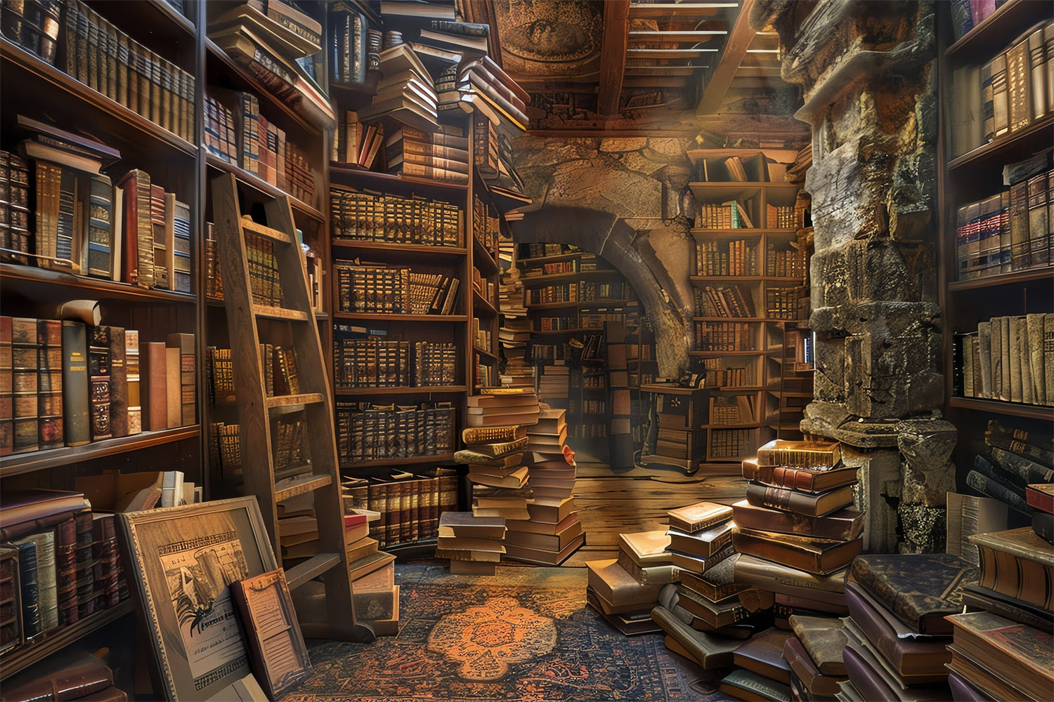 Backdrop Vintage Bibliothek Antike Buchsammlung Backdrop BRP11-569