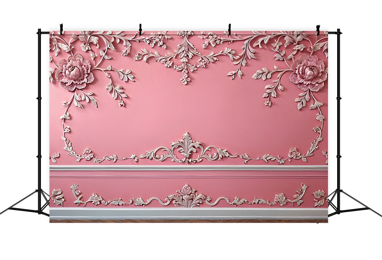 Vintage Fotokulisse Retro Wand Rosa Schnitzereien Hintergrund BRP11-575