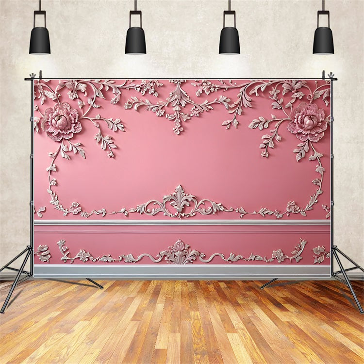 Vintage Fotokulisse Retro Wand Rosa Schnitzereien Hintergrund BRP11-575