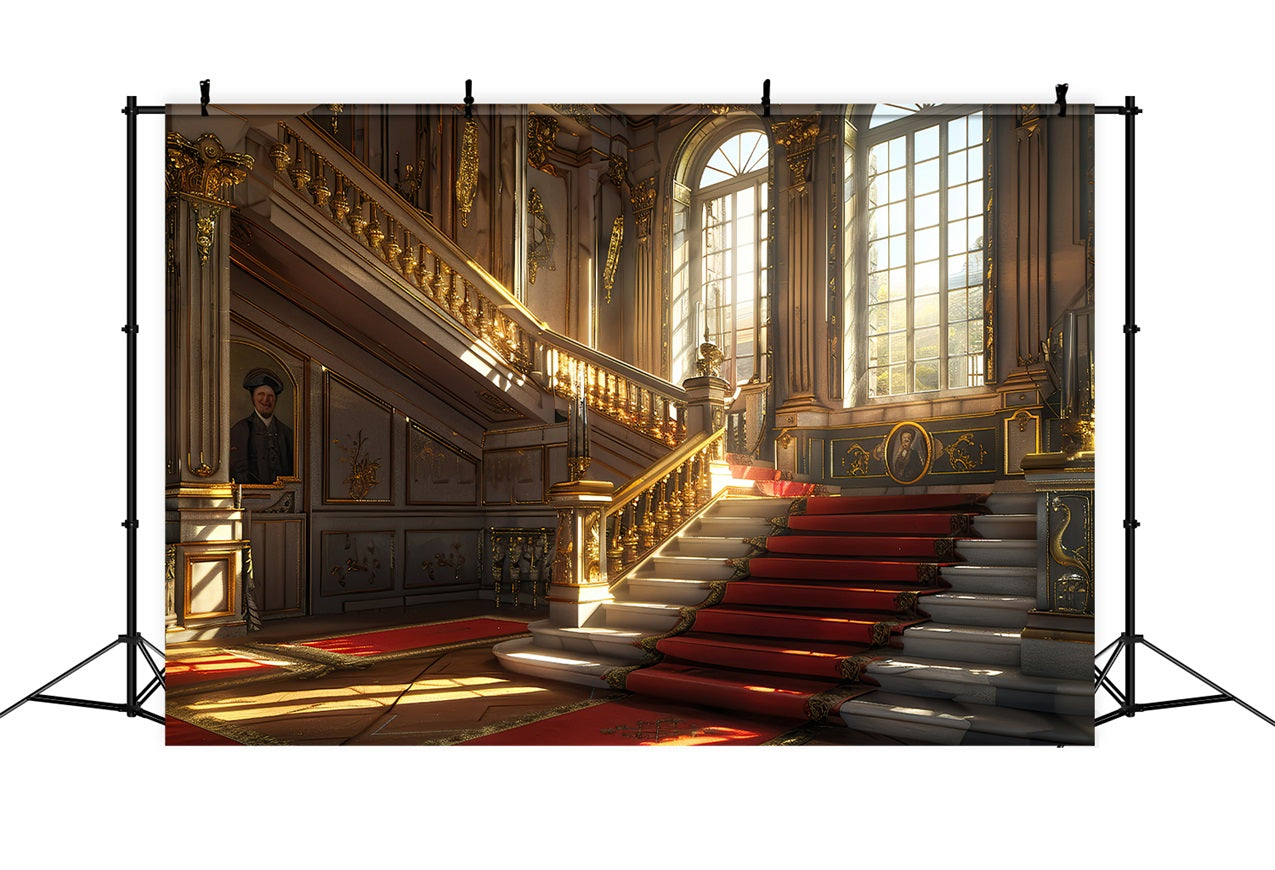 Fotohintergrund Vintage Barock Roter Teppich Treppe Hintergrund BRP11-599