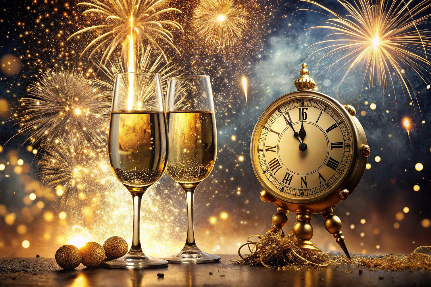 Silvester-Fotohintergrund Champagner-Uhr-Hintergrund BRP12-102