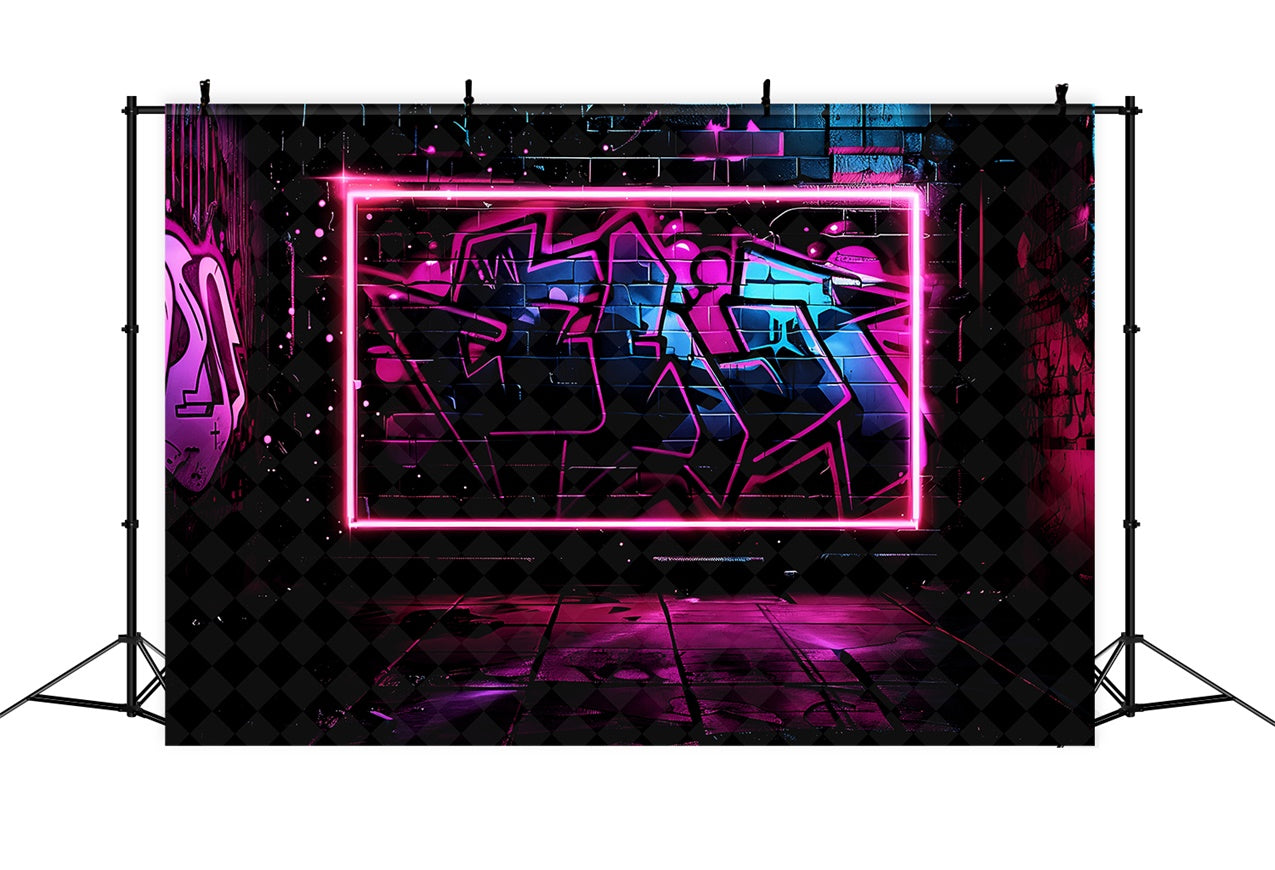 Graffiti-Wand-Hintergrund Schillernde Neon-Kunstrahmen-Hintergrundfolie BRP12-133