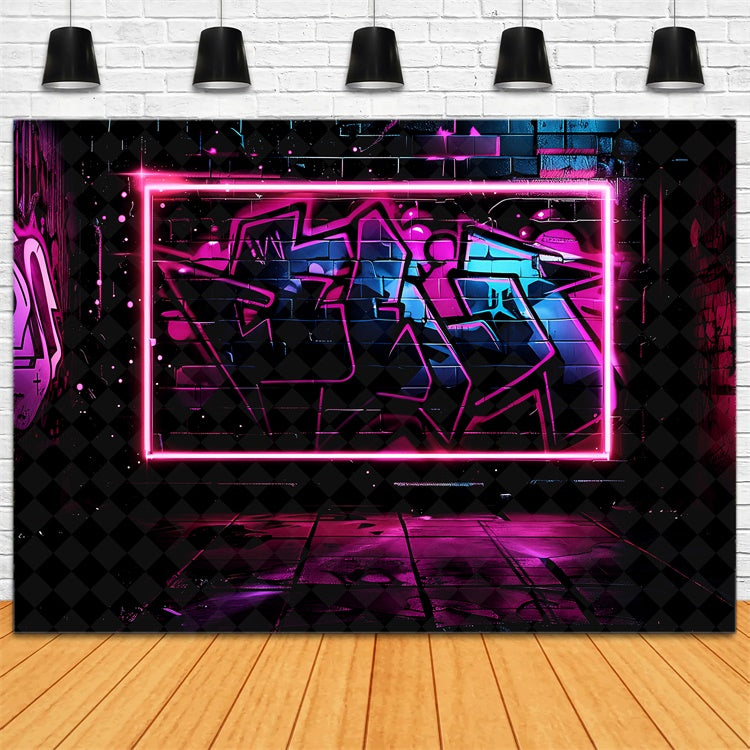 Graffiti-Wand-Hintergrund Schillernde Neon-Kunstrahmen-Hintergrundfolie BRP12-133