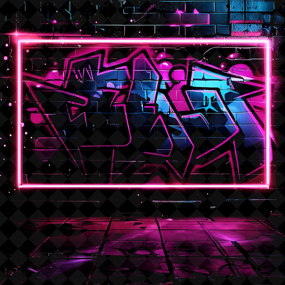 Graffiti-Wand-Hintergrund Schillernde Neon-Kunstrahmen-Hintergrundfolie BRP12-133