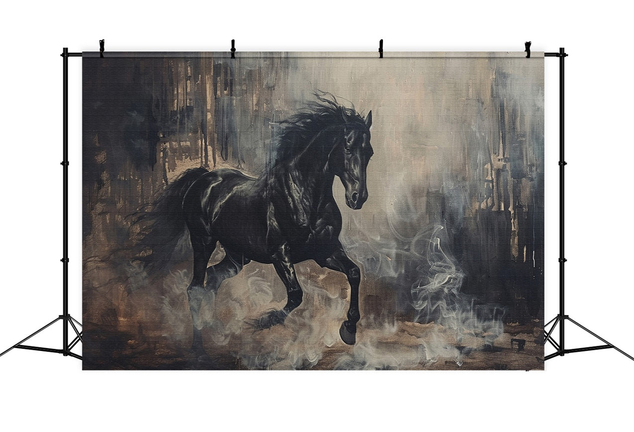 Graffiti Fotografie Backdrops Kunst Schwarzes Pferd Rauch Backdrop BRP12-138