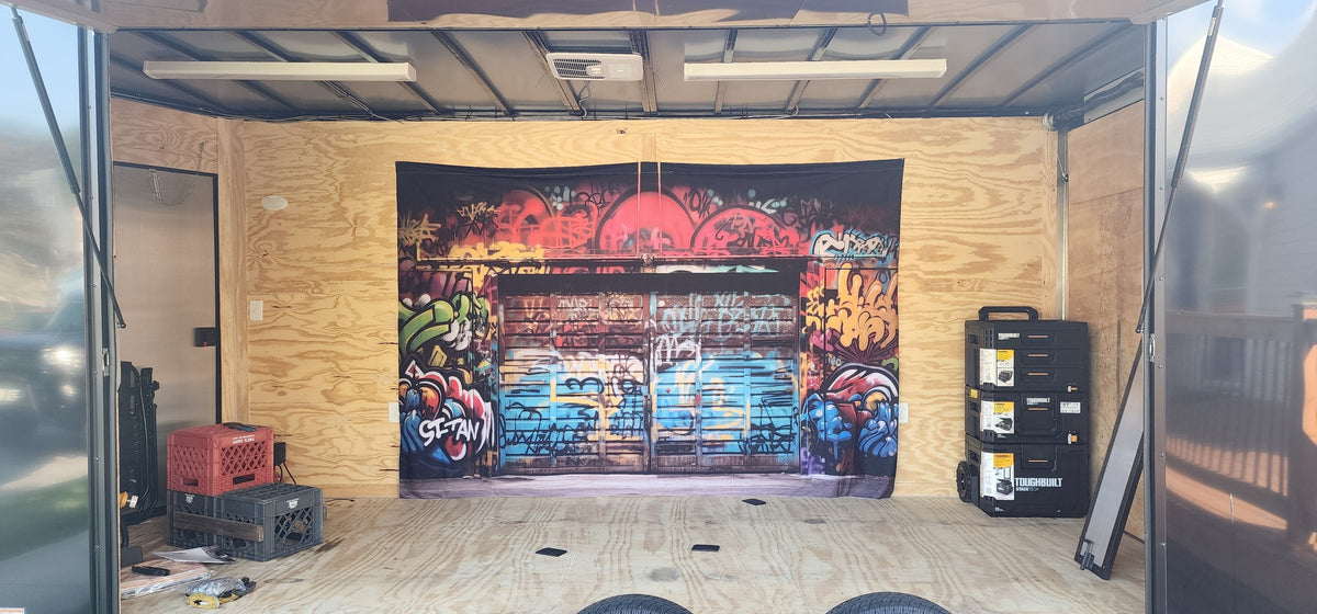 Graffiti Wand Hintergrund Lebendige Garage Tür Fotografie Hintergrund BRP12-148