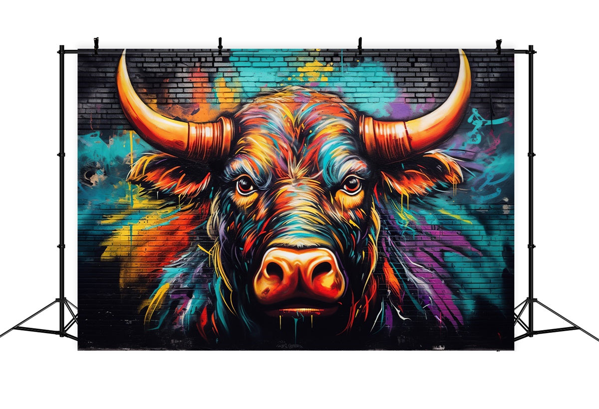 Custom Graffiti Backdrop Bunte Bull Art Fotografie Hintergrund BRP12-154