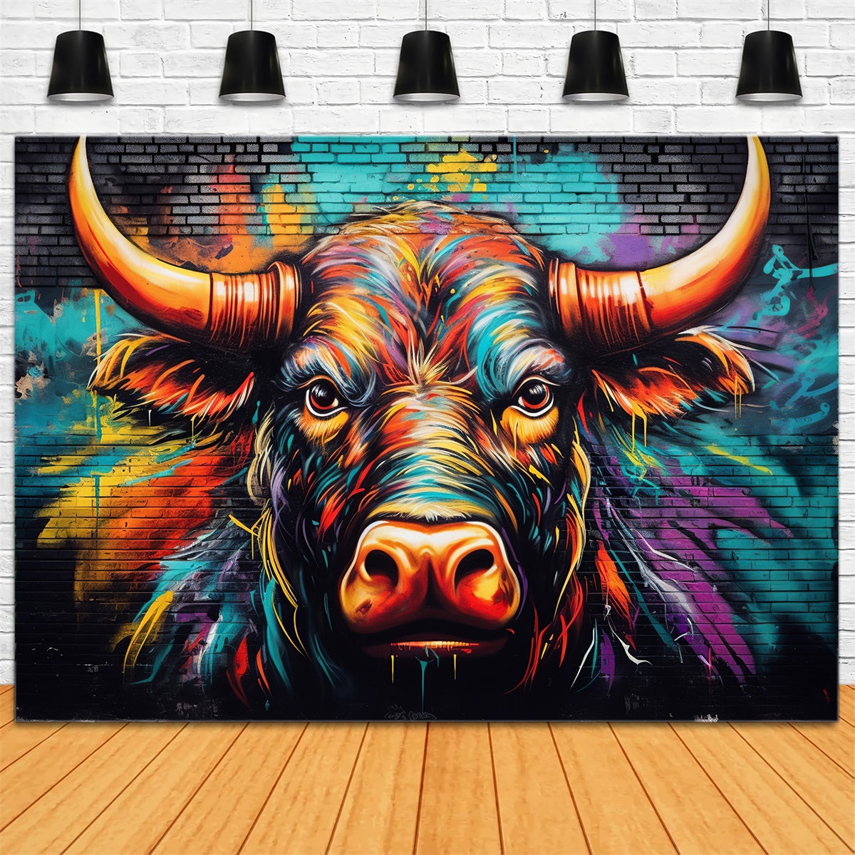 Custom Graffiti Backdrop Bunte Bull Art Fotografie Hintergrund BRP12-154