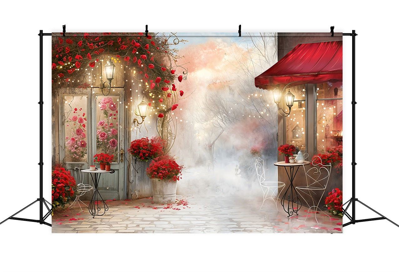 Valentine Backdrops Neblig Romantisch Valentine Garten Cafe Backdrop BRP12-234