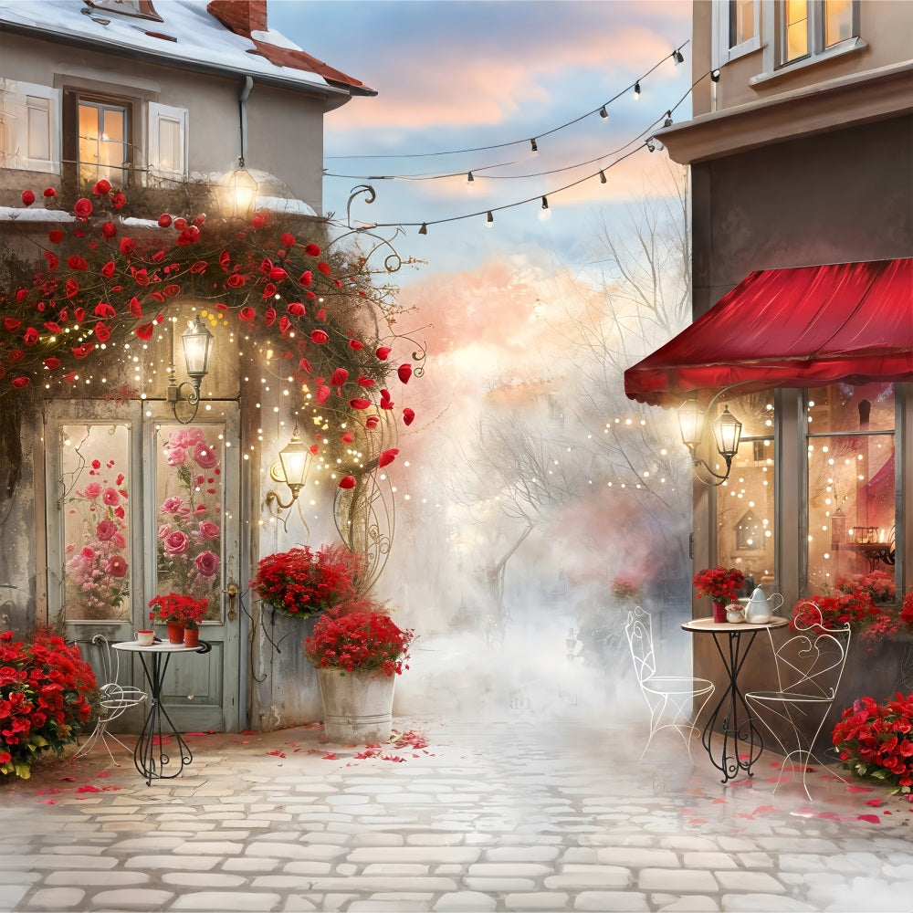 Valentine Backdrops Neblig Romantisch Valentine Garten Cafe Backdrop BRP12-234